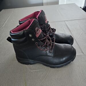 Brahma Women's Bevel 6" Steel Toe Work Boots Black Pink Size 7.5